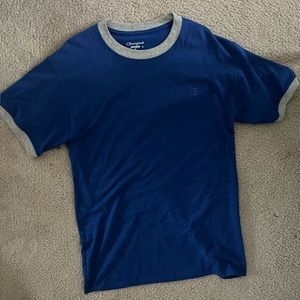 Champion Royal Blue short sleeve t-shirt gray trim woman size medium unisex